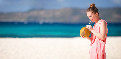 Image showing Girl with coconut