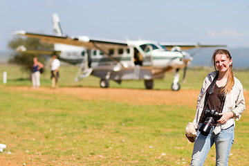 Image showing Woman in African airport