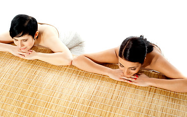 Image showing Portrait of young beautiful women in spa environment