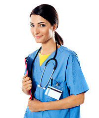 Image showing Beautiful lady doctor with stethoscope