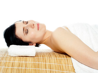 Image showing Beautiful young woman at a spa salon