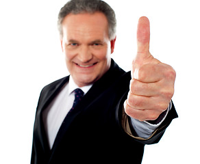 Image showing Successful entrepreneur gesturing thumbs-up