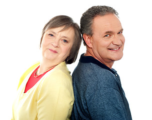 Image showing Portrait of senior couple back to back in studio
