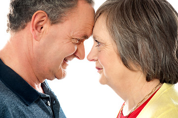 Image showing Elderly romantic couple, closeup shot