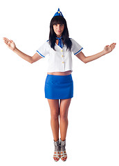 Image showing Young beautiful air hostess