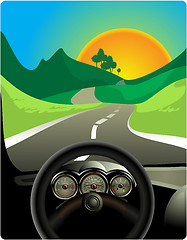 Image showing Driving on long road