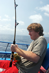 Image showing Man deep sea fishing