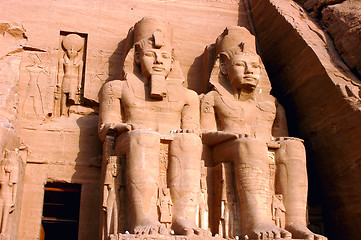 Image showing Landmark of the famous Ramses II statues at Abu Simbel in Egypt