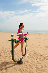 Image showing Fitness machine on beach