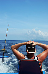 Image showing Man deep sea fishing