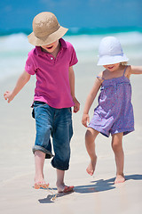 Image showing Two kids at beach