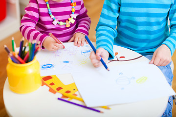 Image showing Kids drawing closeup