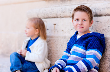 Image showing Two kids outdoors