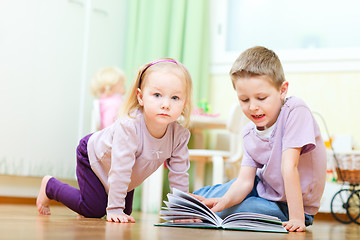 Image showing Brother and sister in kids room