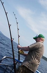 Image showing Man deep sea fishing