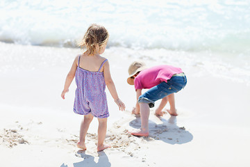 Image showing Two kids at beach