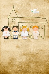 Image showing vertical card first communion, happy children
