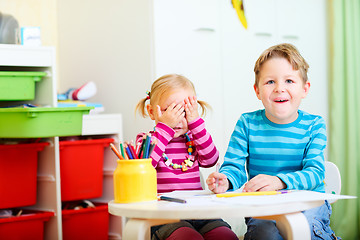 Image showing Two kids at their room