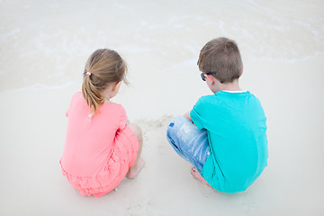 Image showing Two kids at beach