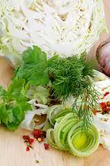 Image showing Set of cabbage and raw vegetables