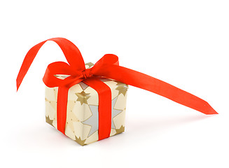 Image showing Gift Box with Red Satin Ribbon Bow