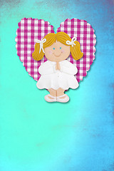 Image showing First Holy Communion Invitation Card, cute blond girl