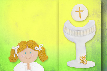 Image showing first communion greeting card, girl