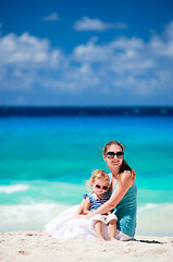 Image showing Mother and daughter on beach vacation