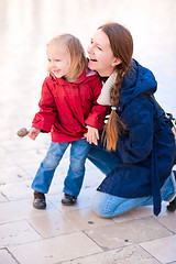 Image showing Mother and daughter portrait outdoors