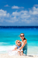 Image showing Mother and daughter at beach