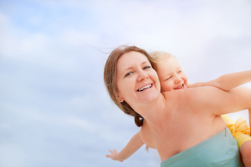 Image showing Mother and daughter having fun outdoors