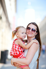 Image showing Mother and daughter portrait outdoors