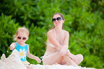 Image showing Mother and daughter on beach vacation