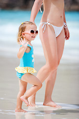 Image showing Mother and daughter on beach vacation
