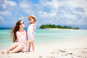 Image showing Mother and daughter at tropical beach