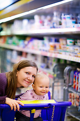 Image showing Family in supermarket