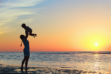 Image showing Family at sunset