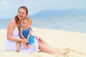 Image showing Mother and daughter at tropical beach