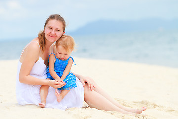 Image showing Mother and daughter at tropical beach