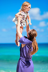 Image showing Mother and daughter on beach vacation