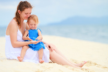 Image showing Young family at beach