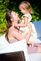 Image showing Happy mother and daughter outdoors