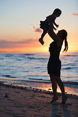 Image showing Mother and daughter at sunset