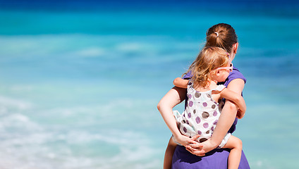 Image showing Mother and daughter on beach vacation