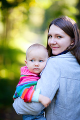 Image showing Mother and daughter in autumn park