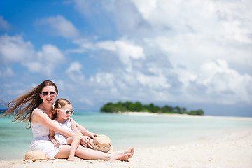 Image showing Mother and daughter at tropical beach