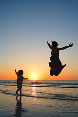 Image showing Family at sunset