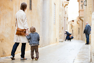 Image showing Mother and daughter in city