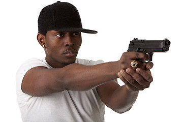 Image showing Young thug with a gun