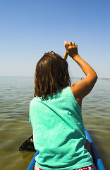 Image showing woman in pirogue